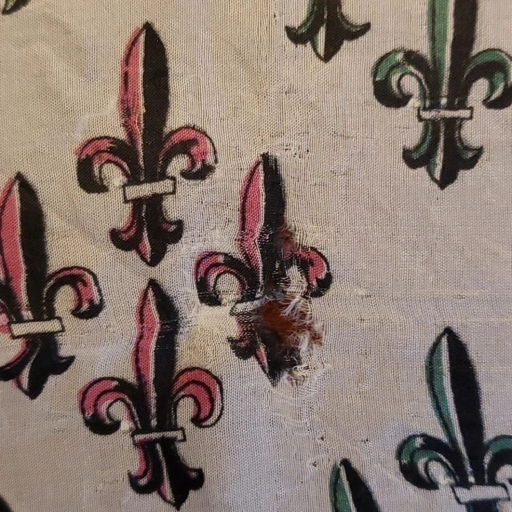 VTG Hand Rolled Silk & Rayon Scarf Fluer-de-lis - Picture 5 of 8